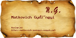 Matkovich Gyöngyi névjegykártya